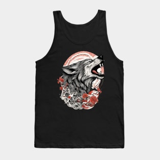 Vintage Japanese Tattoo Art Howling Wolf Tank Top